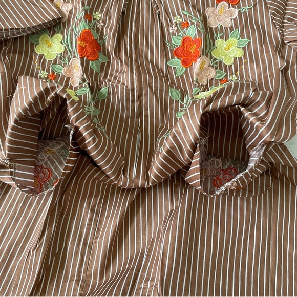 Nursing Dress Maternity Dress Breastfeeding Striped Embroidered Duster L NWOT - Picture 6 of 7